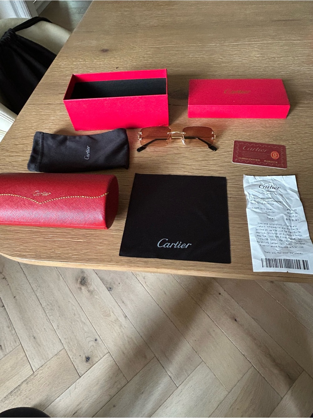 Cartier Rimless Tinted Sunglasses Gold Frame w/ Case Box Cloth